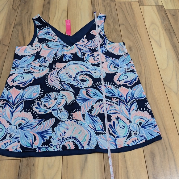 EUC! Lilly Pulitzer Florin Reversible Top High Tide Navy Holy Flockamolie Size S - Picture 7 of 14